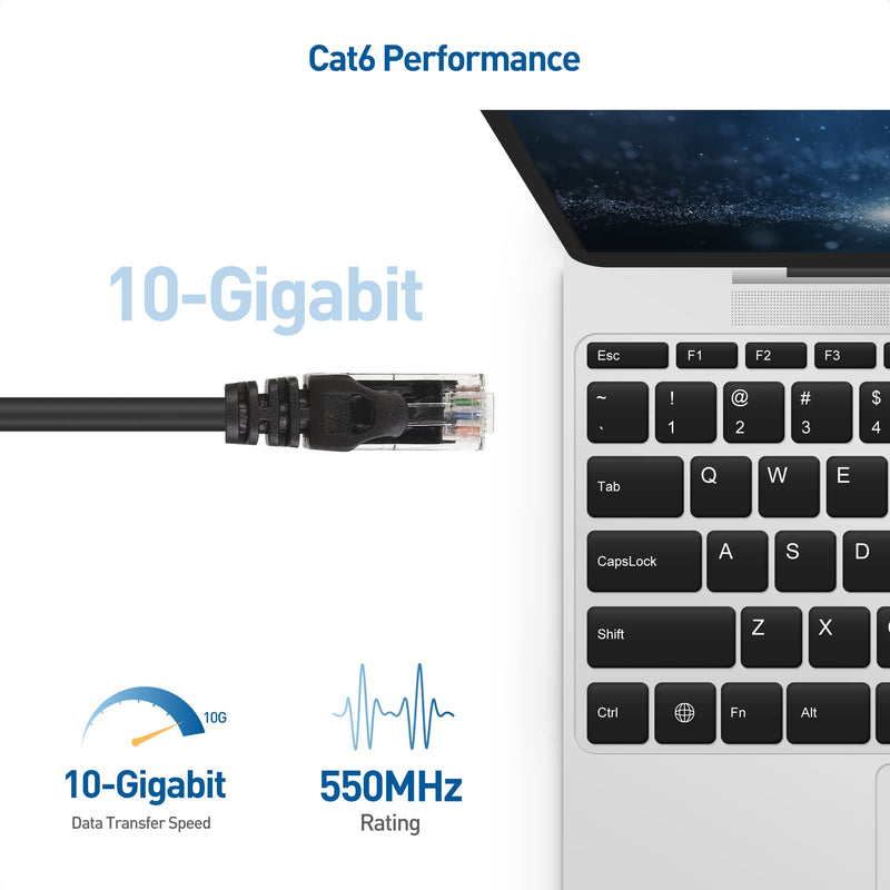 Cable Matters 10Gbps Snagless Cat 6 Ethernet Cable 25 ft (Cat6 Cable, Cat 6 Cable, Internet Cable, Network Cable) in Black