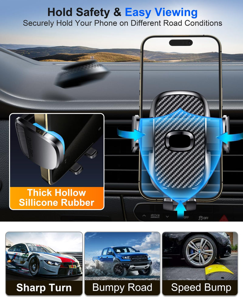Car Phone Holder[Military-Grade 360°Suction Cup]Phone Holders for Your Car Universal Accessories Air Vent Dashboard Windshield Phone Mount Automotive Cradles Fit for iPhone Android Smartphone Car Phone Mount