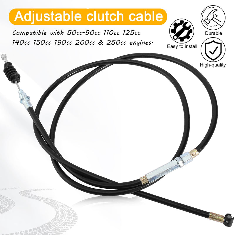 50inch Adjustable Black Clutch Cable for 50cc-90cc 110cc 125cc 140cc 150cc 200cc 250cc Motorcycle ATV Quad Scooter Go Kart Moped Pit Dirt Bike Tricycle Buggy Apollo Chinese KLX XR CRF SSR SDG