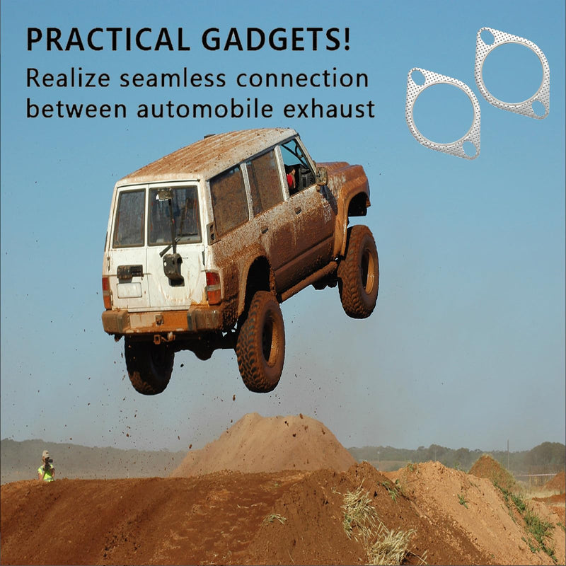 High Temp Exhaust Gasket, 2Pcs Exhaust Flange Gasket, 2" 2.5" 3" 2-Bolt Exhaust Gasket, Exhaust Flange Gasket for Exhaust Turbo Catback Headers Replace #120-06310-0002 (2.0") 2.0"
