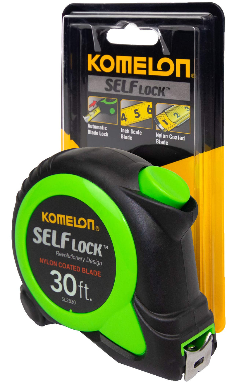 Komelon 30-FT Tape Measure with Self Locking Blade, Retractable (SL2830) 9.1 m Komelon Self Lock Retraction Control