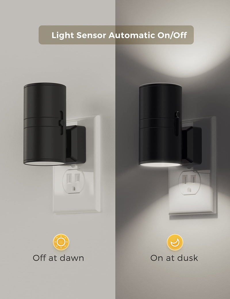 L LOHAS LED Night Light, Bright Wall Plug Night Light, 5000K Daylight White, Dimmable with Light Sensor, Decorative for Hallway, Bathroom, Kitchen, 4 Pack