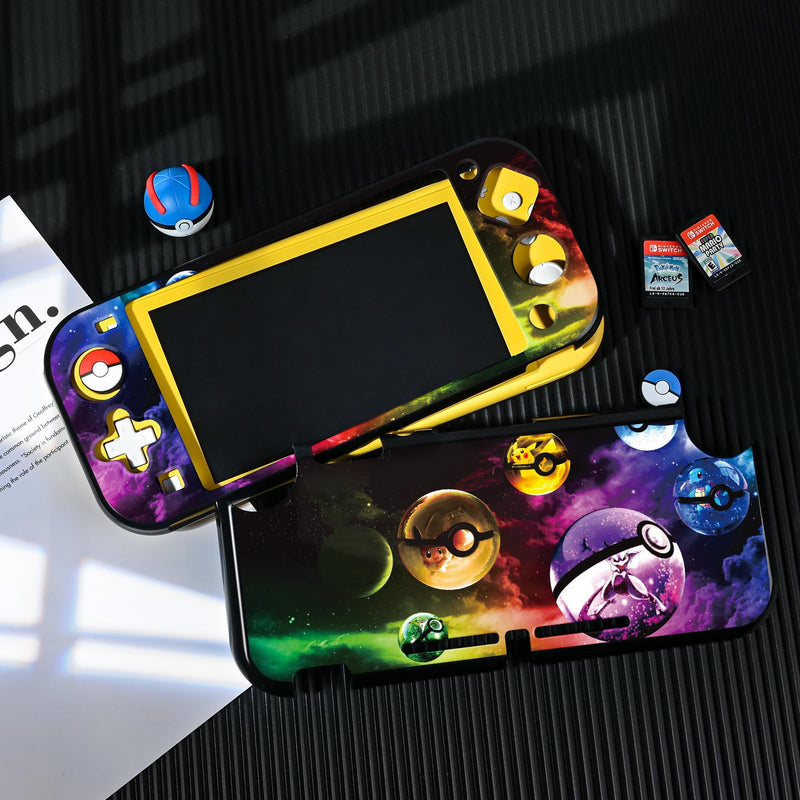 DLseego Cartoon Balls Switch Lite Protective Case Cool Hard PC Shell Shockproof Scratch Resistant Cover Joy Con Japanese Amine Skin with 2PCS Blue and Red Balls Thumb Grips Caps for Switch 2019 colorful