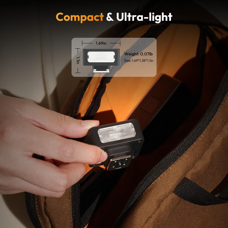 ULANZI SL01 Mini Camera Flash, GN8 6500K Mini Flash Speedlite, 4 Power Levels, Compatible with Sony ZV-1/ZV-E10/Canon/Nikon/Fuji/Panasonic/Leica/Olympus, 【Not Fits Sony ZV-1F】 SL01-Mini Flash Speedlite