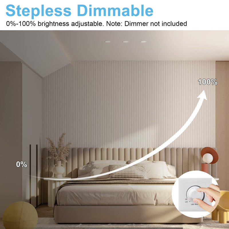 Gr4tec LED recessed spotlight 230V dimmable, 6 x 6W LED spot bathroom IP65, ceiling spots LED warm white 2700K 400LM, recessed lights 35mm ultra flat, ceiling spotlight LED for living room kitchen, hole 68mm-80mm warm white 2700k / white