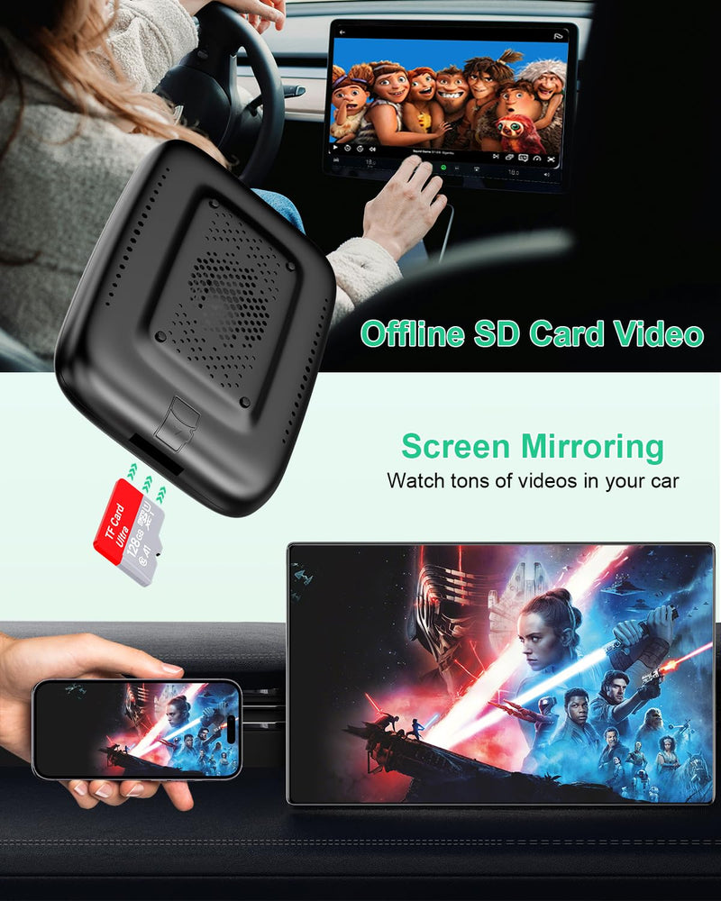 Wireless CarPlay Adapter with Netflix YouTube-Android Auto Wireless Adapter Magic Link Ai Box Support Mirroring/TF Card Converts Wired to Wireless Carplay Dongle for iPhone/Android Plug&Play No Delay