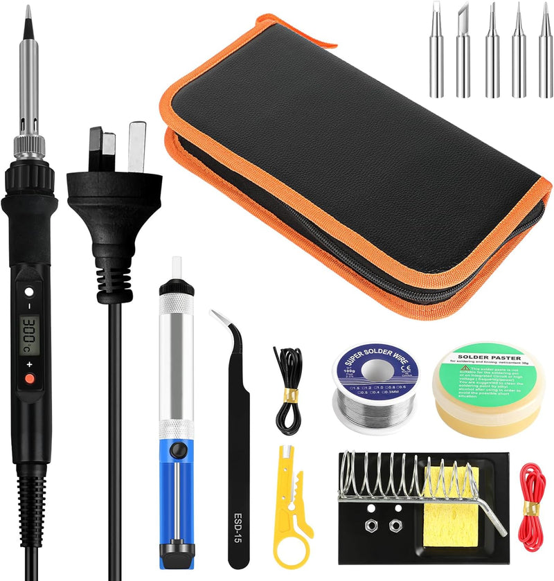 Electric Soldering Iron Set - 80W Soldering Iron Soldering Set, on Soldering Iron, Adjustable Temperature 180℃-480℃ with Soldering Iron Pen, Soldering Tips, Wood Stove Tips, Burning Iron for Wood and DIY Art