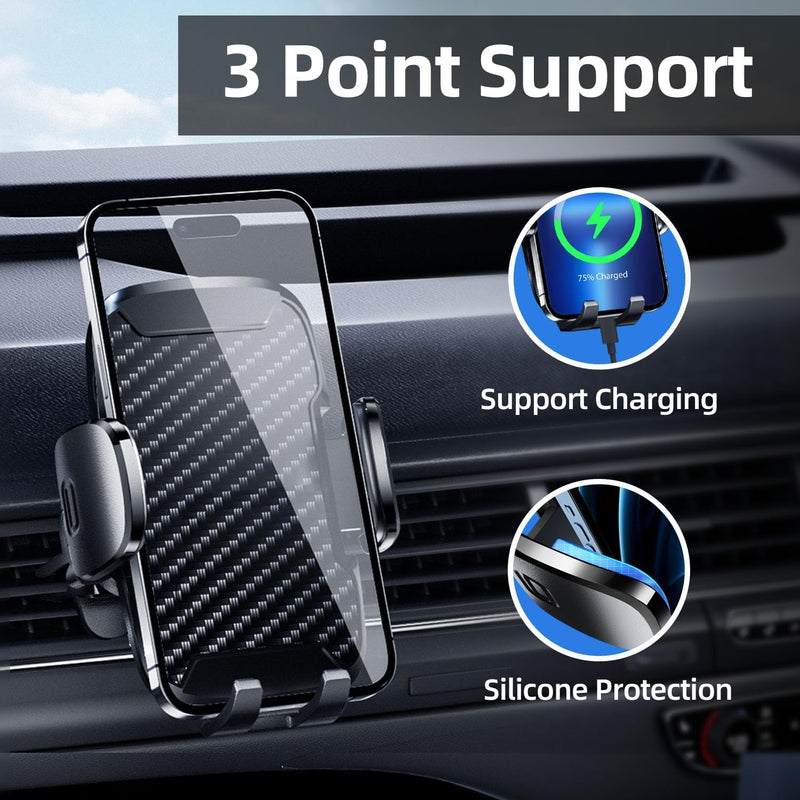 Car Phone Holder, Car Phone Mount 360° Rotation, Upgraded Version with Strong Suction Power,Car Phone Cradle for Dashboard/Windscreen/Air Vent, Car Phone Holder for all 4.1''-7.1'' phones-Black Black