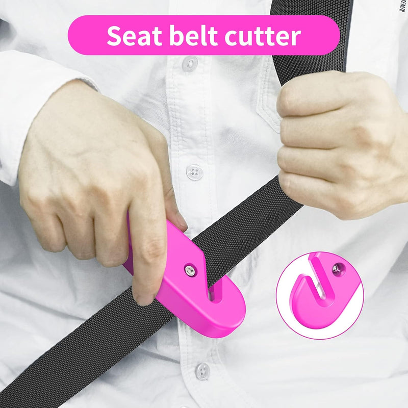 Window Breaker, 3-in-1 Emergency Escape Tool with seat Belt Cutter and Glass Breaker, Safety Emergency Car Escape Tool for Car, Electroplating Pink