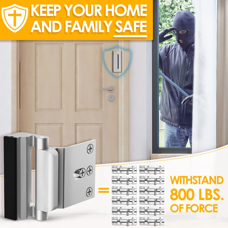 4 Pack Home Security Door Reinforcement Lock Child Proof High Security Door Lock Front Door Locks for Kids Safety Withstand 800lbs Door Latch Lock Christmas Gifts Stocking Stuffers for Men Women Silver 4