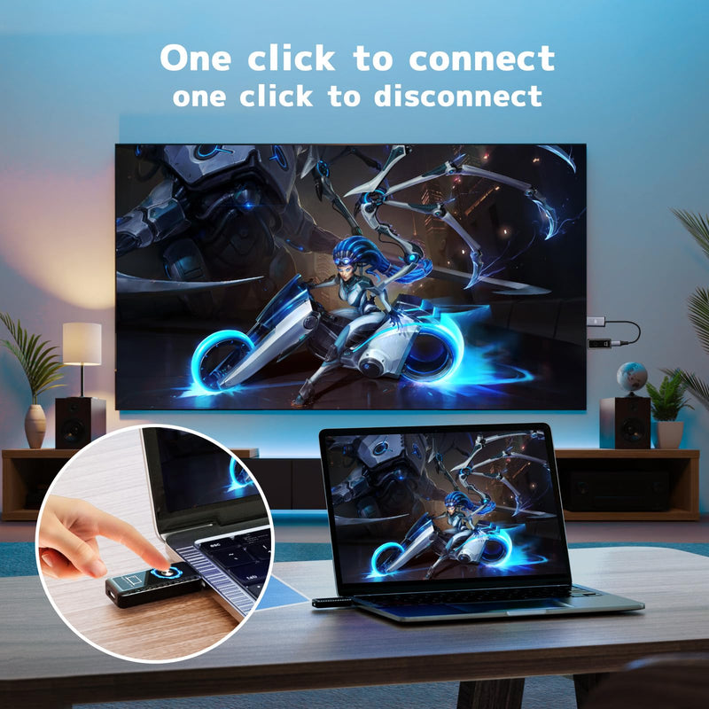 Wireless HDMI Transmitter and Receiver 4K, 2.4/5GHz 1080P Portable Wireless HDMI Extender Kit Adapter for Streaming Video and Audio to Monitor from PC/TV Box/Projector, 100ft Dual Band Smart Handovers