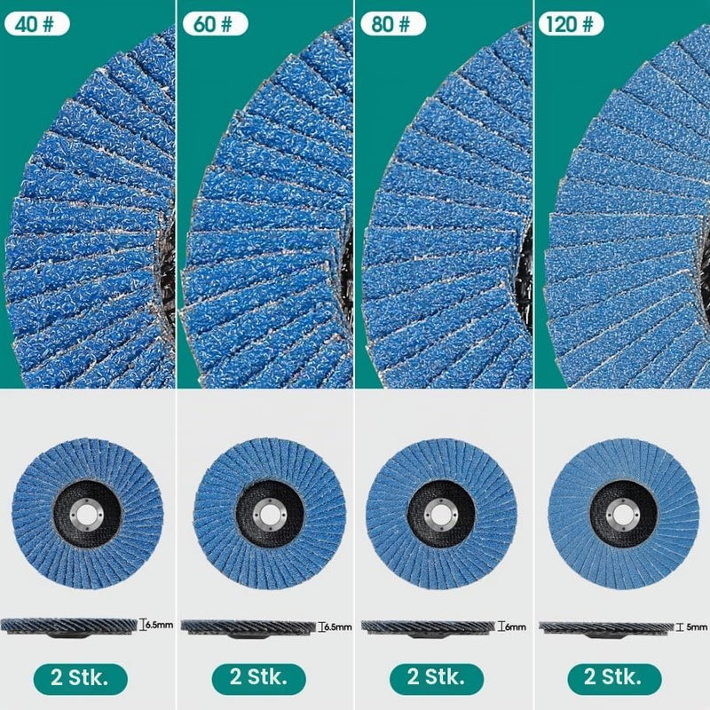 Flap Discs, Flap Discs, Sanding Discs, Sanding Mop Disc, 8 Pieces, Diameter 76 mm x 10 mm, Grain 40/60/80/120 Mixing Set, Sanding Disc, Sanding Mop Flap Disk