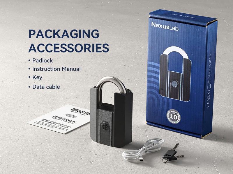 NexusLab Heavy Duty Smart Padlock with Key-Fingerprint & App, Rechargeable, 1-Year Standby(500mAh), IP67 Waterproof, 50 Fingerprints,Ideal for Fence, Locker, Shed, Pool, Gate & Warehouse Security