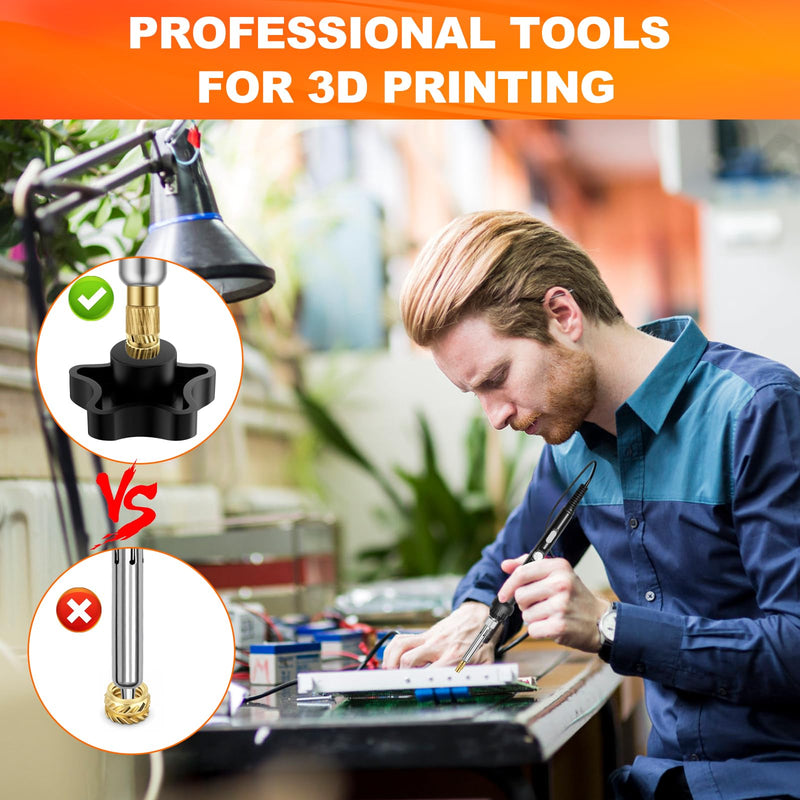 Threaded Insert Soldering Tips Set - with 60W Temperature Adjustable Soldering Iron | 138-piece melting thread for 3D printing, repair, electronics, brass, thread inserts M2/M3/M4/M5/M6/M8, with tweezers