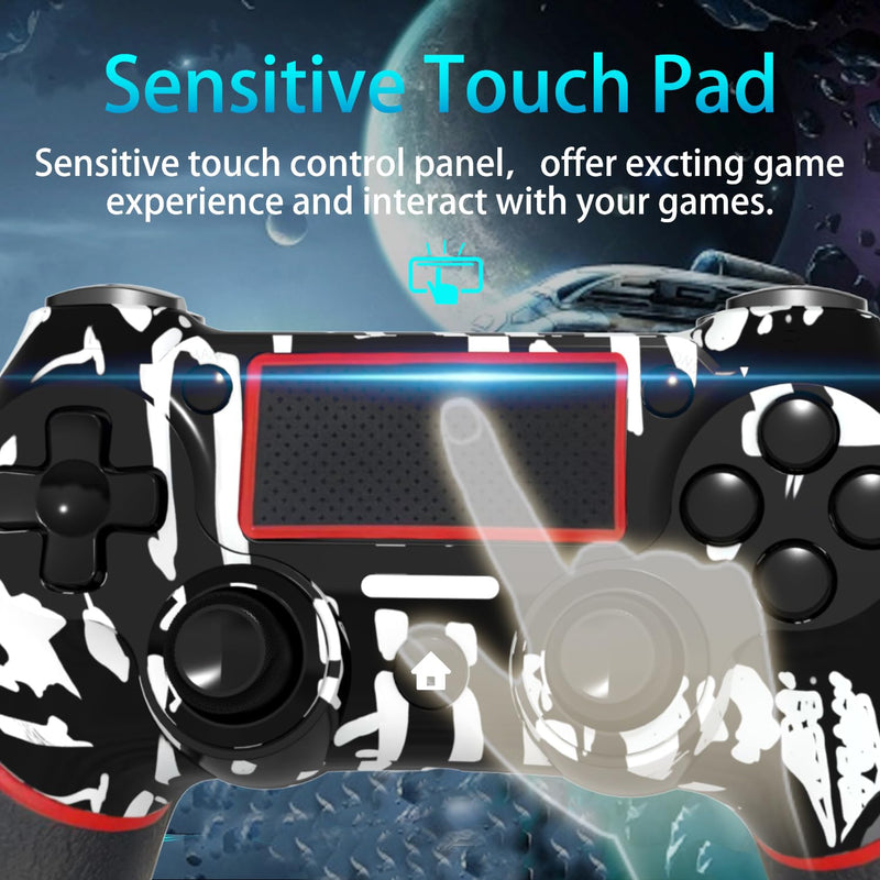 SZDILONG 【Upgraded Wireless Controller for Ps4 Gamepad Compatible with Ps4/Pro/Slim/Windows PC,Joystick for PS4 with Touchpad/Stereo Headphone Jack/Six-axis Motion Control/Charging Cable (SKULL) SKULL