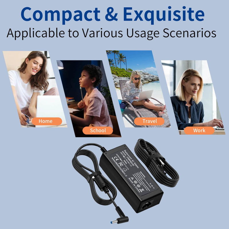 45W 19.5V 2.31A for HP Laptop Charger Blue Tip,HP Pavilion x360 Charger 11 13 15, Envy X360 13 15,Zbook 14u G4 G5 15u 15 G3,Stream 11 13 14,HP Model 15 Laptop Charger AC Adapter with Power Cord