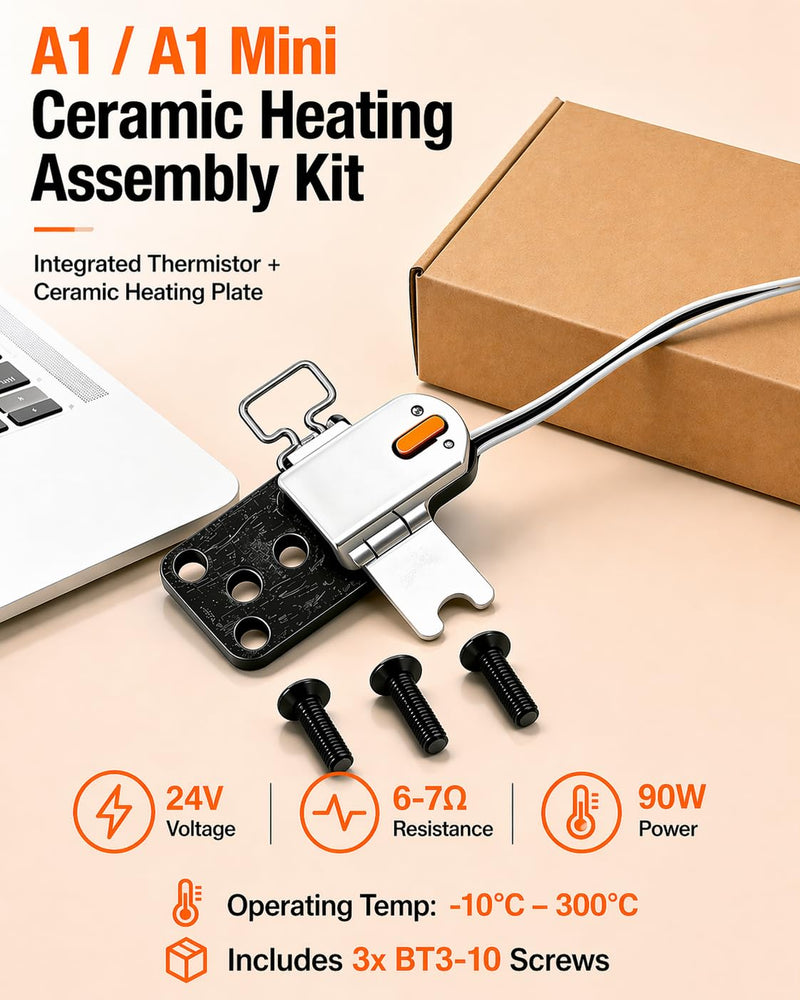 Genuine Bamboo lab Upgraded Hotend Heating Assembly for Bambu Lab A1 & A1 Mini,2 Pack Replacement Hot End Kit with Heating Block for 3D Printer 2-Pack Hotend Assembly