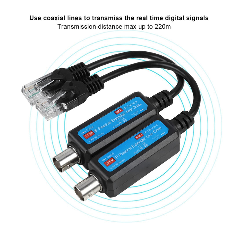 Coassiale Digitale, 10 / 100Mbps 1CH Ricevitore del Trasmettitore Coassiale di IP Passiva per Telecamera NVR IP (1Pair)