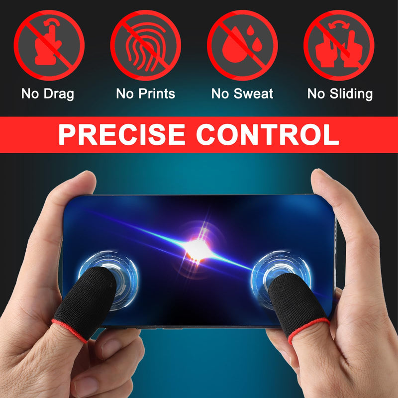10Pcs Mobile Phone Gaming Finger Sleeves, Anti Sweat Game Controller Finger Thumb Sleeve, Superconducting Nanofibers Sleeves, Breathable Finger Covers Touchscreen Gaming Gloves