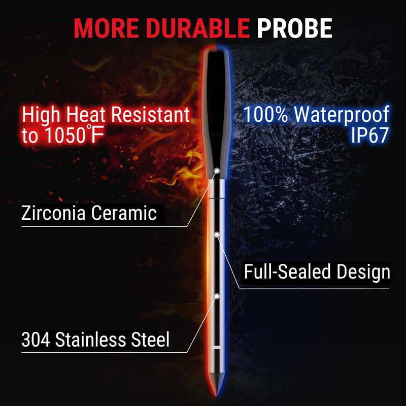 TempSpike 600 ft Wireless Meat Thermometer with Ultra-Thinner Probe, Bluetooth Meat Thermometer with Standalone LCD Booster for BBQ Grill Smoker Rotisserie Sous Vide 1 probe