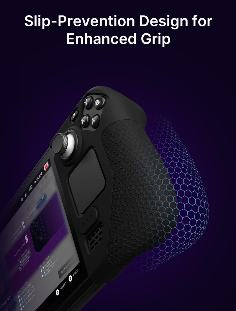 JSAUX Silicone Grip Protection Case for Steam Deck OLED and Steam Deck LCD, Steam Deck Grip, Steam Deck GripSkin, GripArmor Silicone Sleeve Set (one Left and one Right) - GP0016 Black