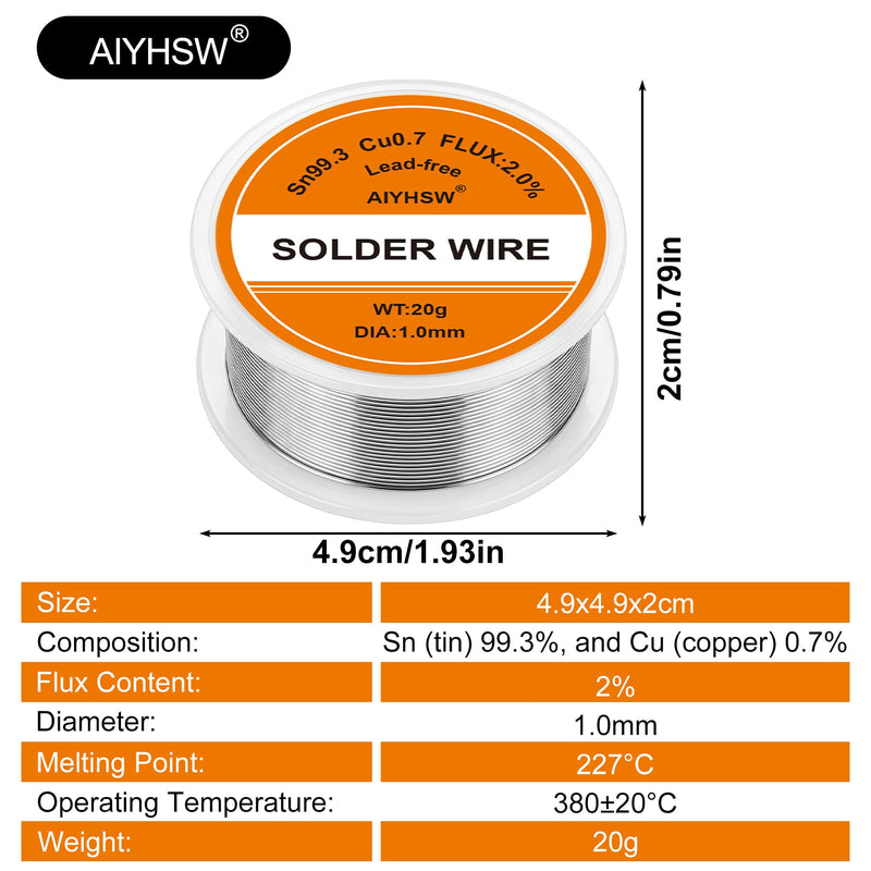 Lead-Free Soldering Wire 1.0 mm 20 g, Solder with Flux Soldering | 99.3 Cu0.7, Electronic Solder Wire Rosin Core for the Repair and DIY of Electronic Electrical Soldering Components 1.0 Mm.