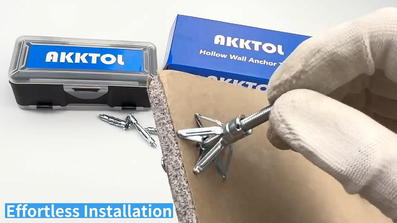 AKKTOL Molly Bolts for Drywall & Plaster Walls (0.12"-1.28"), Easy to Use with Setting Tool, 36 PCS Heavy-Duty Hollow Wall Anchors in 6 Sizes, Holds Up to 65 LBs, Includes Storage Box