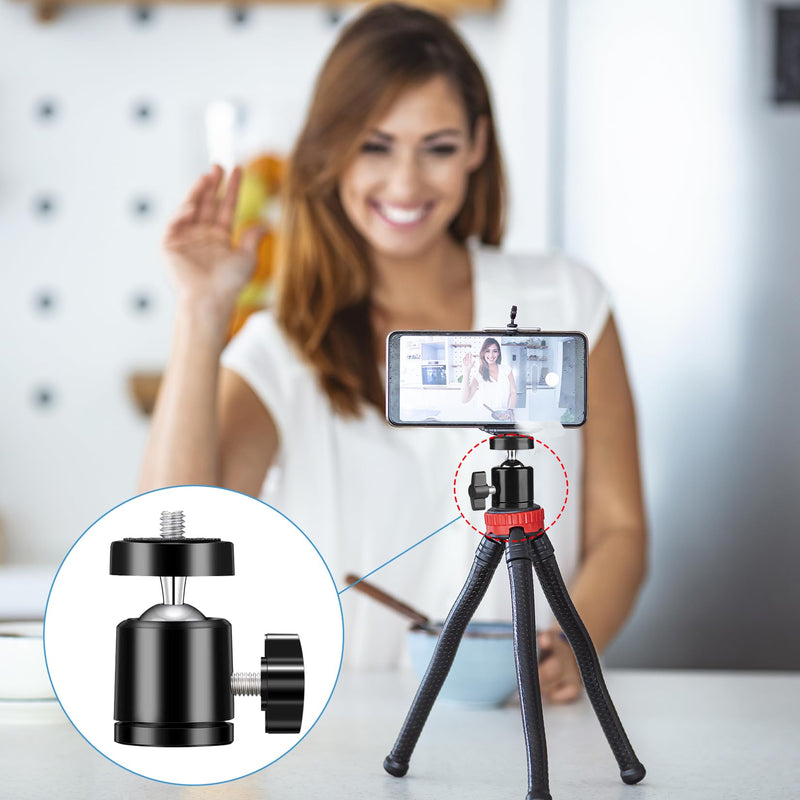 6pcs Mini Universal Ball Heads Tripod Ball Head Camera Screw Mount, 360 Degrees Rotatable Tilt with 1/4 inch Screew for Cameras Smart Phone Tripods Monopods Camcorder LED Light Stand
