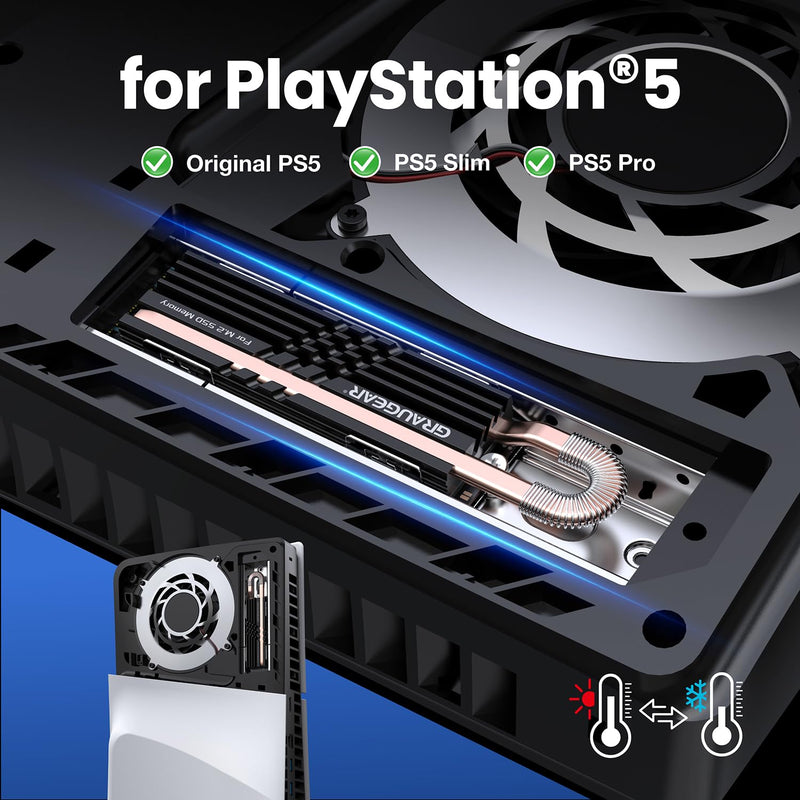 GRAUGEAR NVMe SSD M.2 Heatsink Heatpipe Heatsink [Quiet Passive Cooling] | Silent Cooler for NVMe M.2 SSD I Compatible with Gaming PC + Thermal Pad I for PC Case PC Accessories Desktop PC