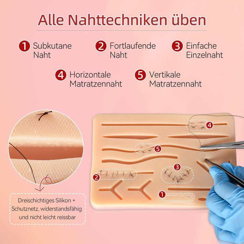 Surgical Suture Kit with Silicone Plate and Tools | Suturing practice set for teaching purposes, simulation model for practical suturing exercises, suitable for medical students and nursing students