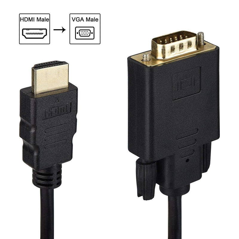 HDMI to VGA Cable Gold-Plated Adapter 1080P HDMI Male to VGA Male Active Video Converter Cord (6 Feet/1.8 Meters) HDMI to VGA Cable 1 Pack