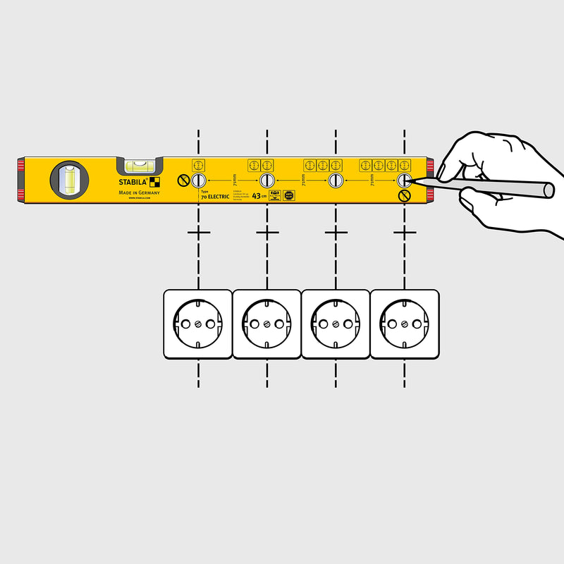 Stabila Type 70 Electric and Pocket Electric Spirit Level, WSTE70043 43 cm