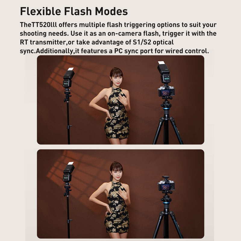 Godox TT520III Universal Hot Shoe Flash - Manual Flash with RT-16 Wireless Transmitter,Compatible for Canon Nikon Sony Pentax Olympus Fuji Panasonic Camera(GODOX TT520II Upgraded Version)