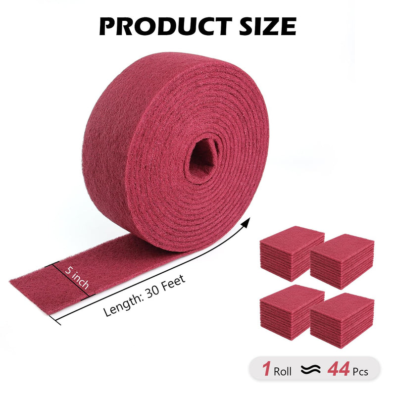 Maroon General Purpose Scuff Pads, Scuffing, Scouring Pad, Sanding, Paint Primer Prep Scratch - Surface Preparation Pad Car Auto Body Woodworking 7447-Premium, 5 Inches * 30 Feet Maroon