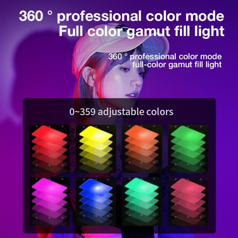RGB Video Light, 25W Portable LED Camera Light, CRI 95+ 2500K~9000K 8000 Lumens RGB Pocket-Sized Mini Portable Light, Temperature Control Built-in Rechargeable Battery PD Charging (White) white