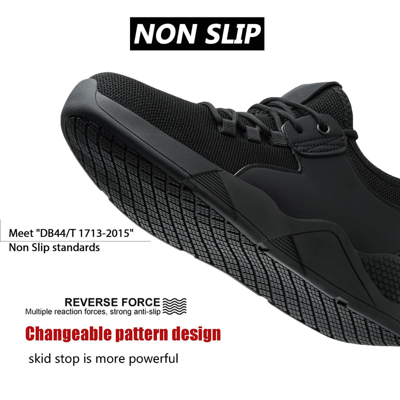 ulogu Waterproof Non Slip Shoes for Men Women Work Sneakers Food Service Water Resistant Slip on Walking Shoes Black 8 Women/6 Men