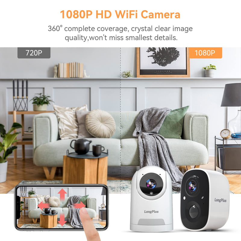 LongPlus Security Cameras Wireless Bundles, Outdoor Camera Wireless Camera for Home Security, Indoor Outdoor WiFi Cameras with AI Motion Detection, 2-Way Talk, Cloud/SD Storage