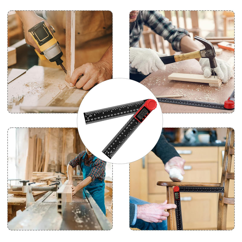2-in-1 Digital Protractor with LCD Display, Hold and Locking Function, 360° Rotating Angle Ruler for Mechanical Engineering, Woodworking and Measurement - 400 mm 200mm (7.87 Zoll)