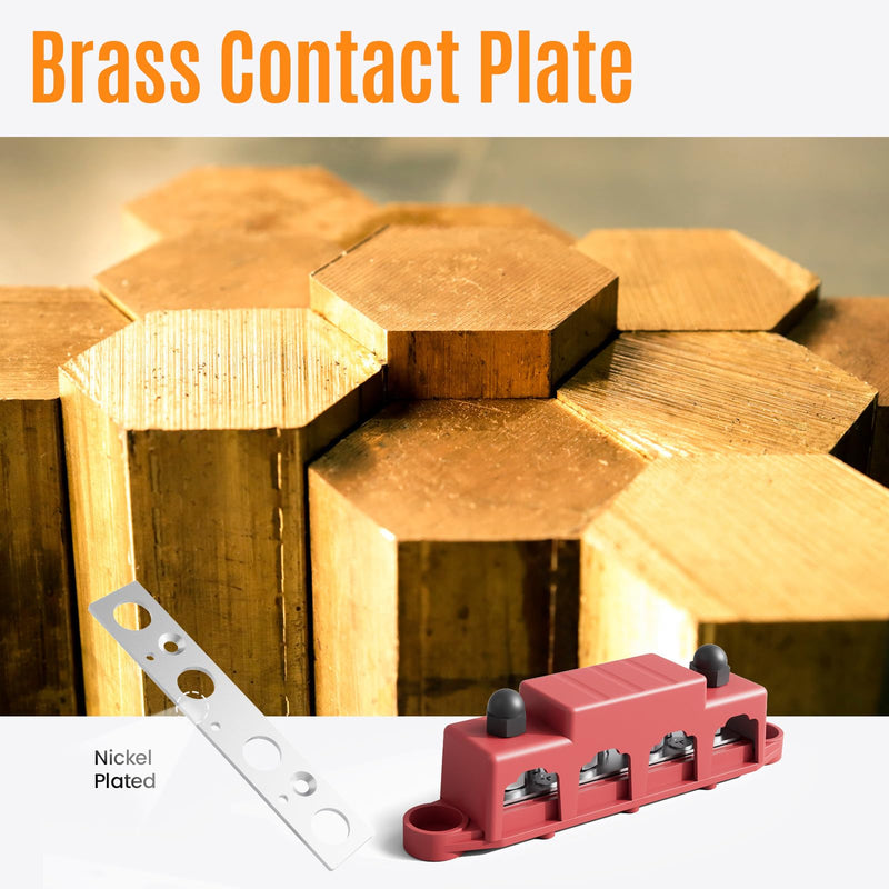 Bus Bar Marine 250A Bus Bar Terminal Block 12V Power Distribution Terminal Block with 4PCS 5/16” M8 Battery Lugs Post Automotive Marine Buss Battery Bus Bar Negative & Positive (250A 4 x 5/16" (M8)) 250A 4 x 5/16" (M8)