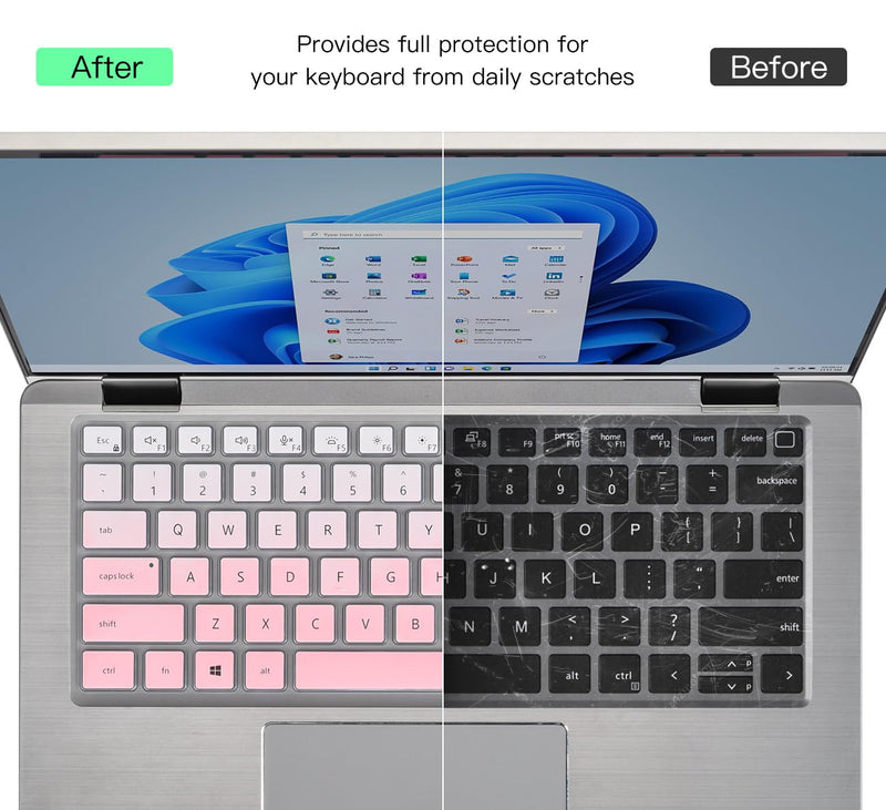 Keyboard Cover for 14" Dell Latitude 3440 5440 5430 5431 5420, Dell Latitude 14" 7440 7430 7420 7410, Dell Latitude 14" 9420 9430, Dell Latitude 9520 9510 7520 15.6" Keyboard Cover Skin, Ombre Pink