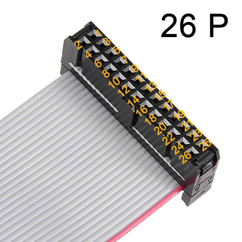 uxcell IDC 26 Pins Connector Flat Ribbon Cable Female Connector Length 30cm 2.54mm Pitch,5pcs
