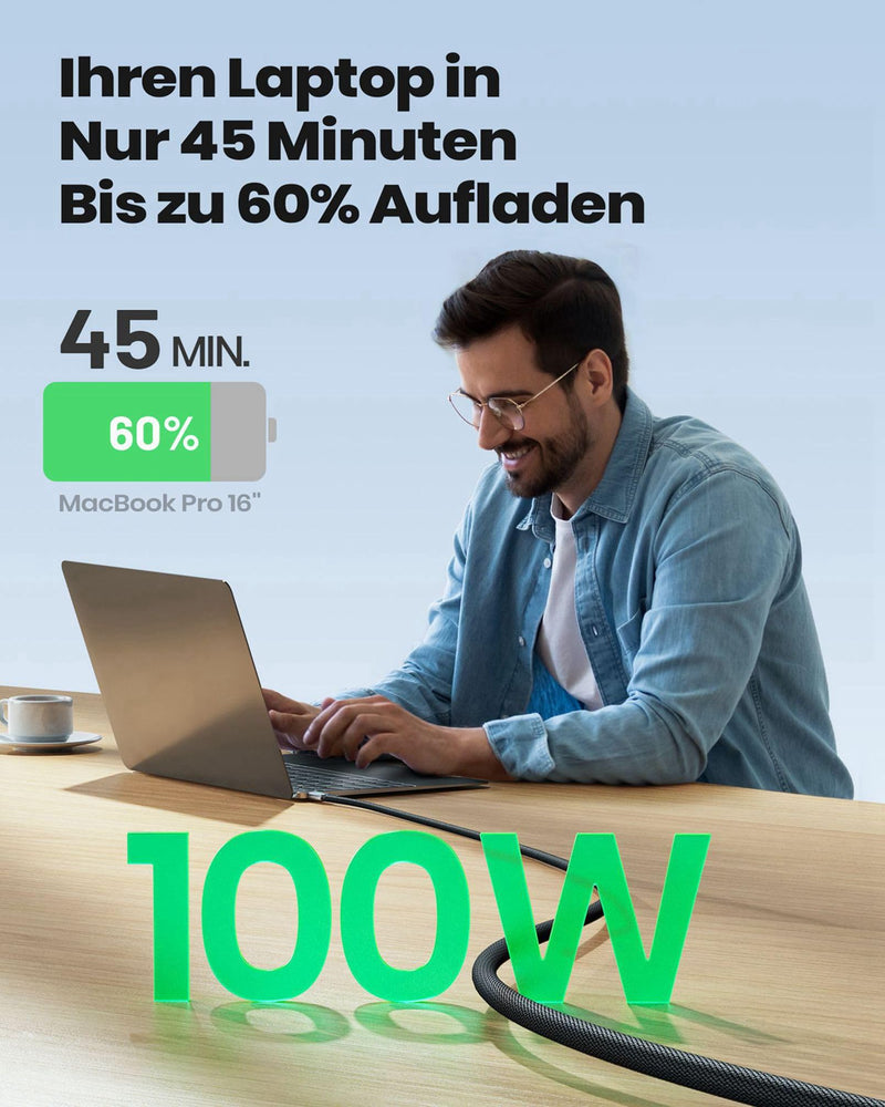 INIU USB C cable, 100W [2m] 5A PD QC 4.0 fast charging cable USB C to USB C cable, nylon braided charging cable USB C charger USB-C for iPhone 15 Samsung S21 Note 10 iPad MacBook tablets. 2m