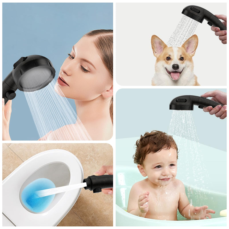 SINGSUO High Pressure Handheld Shower Head with On Off Switch, Detachable Shower Head, 3 Spray Modes Shower Massager Handheld with Hose and Adjustable Angle Bracket (Oil Rubbed Bronze) Oil Rubbed Bronze