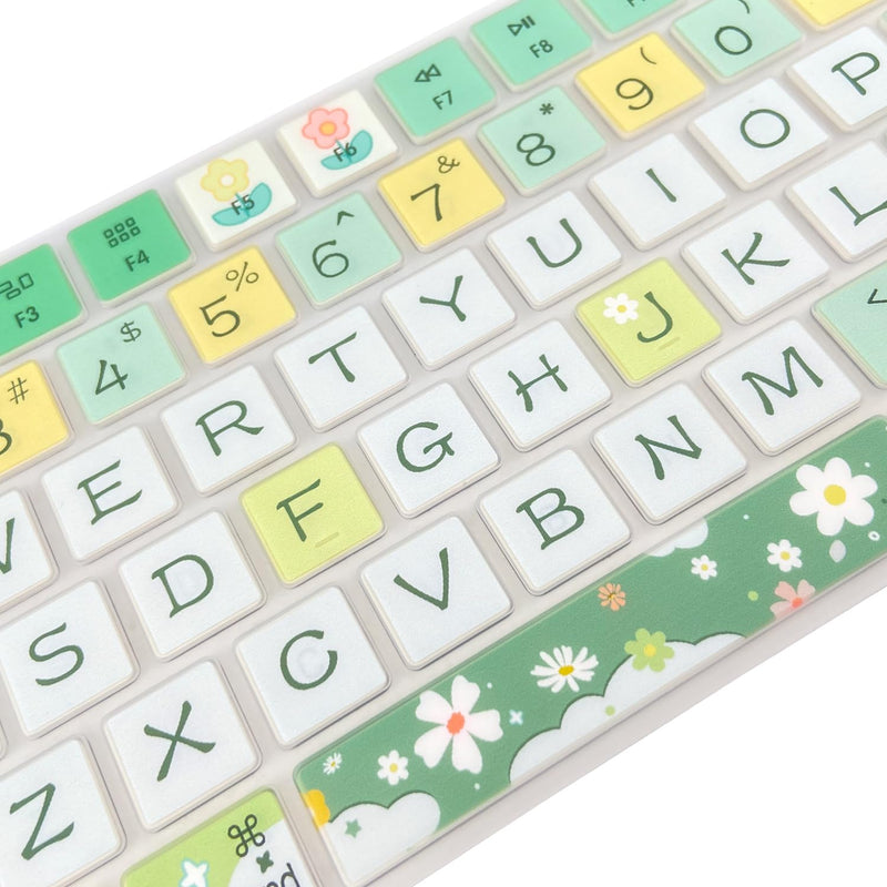 Keyboard Cover Skin for Apple iMac Wireless Magic Keyboard 2nd Gen (Model: A1644 MLA22LL/A) Without Numeric Keypad, Cute Silicone Skin Protector, Spring Flowers