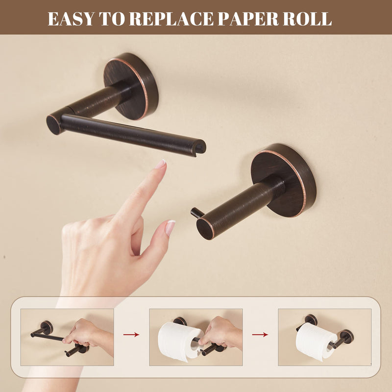 Bronze Toilet Paper Holder Towel Ring,Oil Rubbed Bathroom Hardware Set,Hand Towel Holder Wall Mount Tissue Roll Holder with Double Post Bath Accessories SUS304 Stainless Steel 2pc Oil Rubbed Bronze 2 Pieces