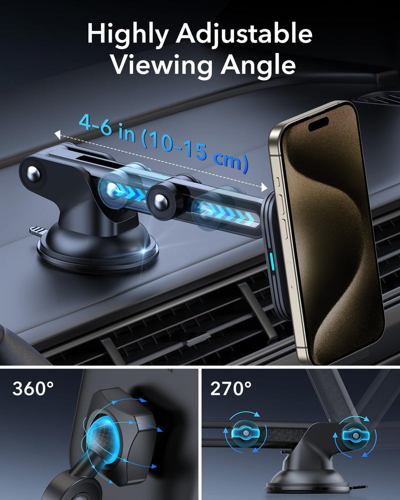 ESR for MagSafe Car Mount Charger, Dashboard Magnetic Wireless Car Charger, for MagSafe Car Charger, Windshield Car Phone Holder Mount for iPhone 15/14/13/12, Fast Charging