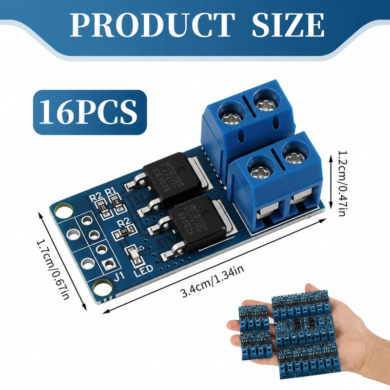 16pcs DC 5V-36V 400W FET Trigger Switch Drive Module Board, Dual MOSFET Switch Drive Module with High Performance Output, Driver Module PWM Control Board for Microcontroller, Driver Module