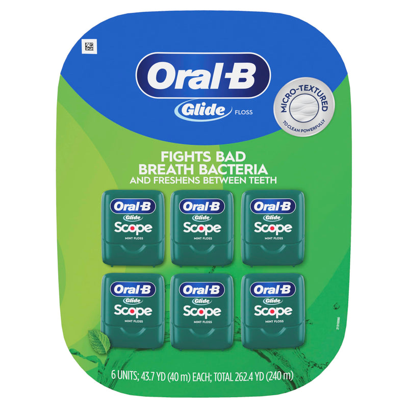Oral-B Glide Dental Floss, Scope Mint Flavor, 40 m, 6 Count (Pack of 2) 787.2 Foot (Pack of 2)