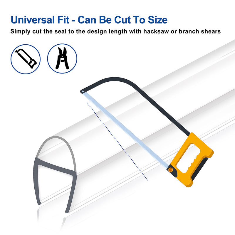 Frameless Shower Door Seal for 3/8" Thick Glass, 2 Pack x 78" U Glass Shower Door Side Seal Strip Bottom Seal Door Sweep, Ultra-Clear Polycarbonate, Stop Shower Leaks Create a Water Barrier 2PCS x 78" for 3/8" U (For Side of Sliding door)