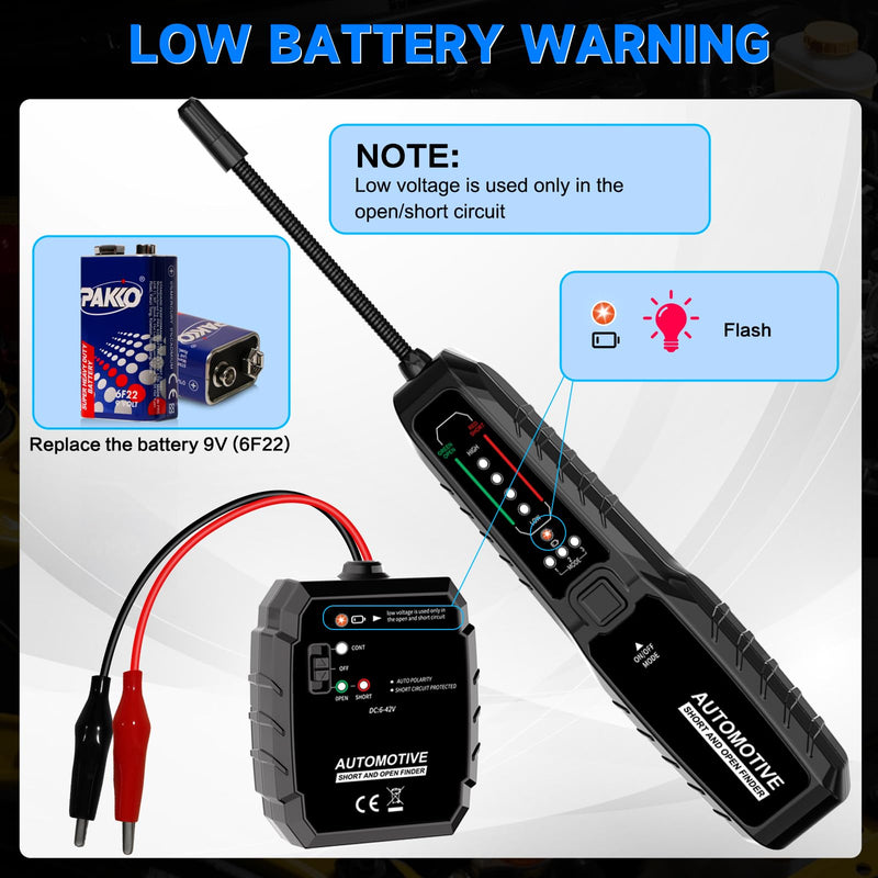 VSTM Wire Tracer Automotive Electrical Open & Short Finder, Circuit Breaker Finder, Circuit Tester, Fault Probe Cable Tracker, DC 6-42V Electrical Circuit Diagnostic Tool Black